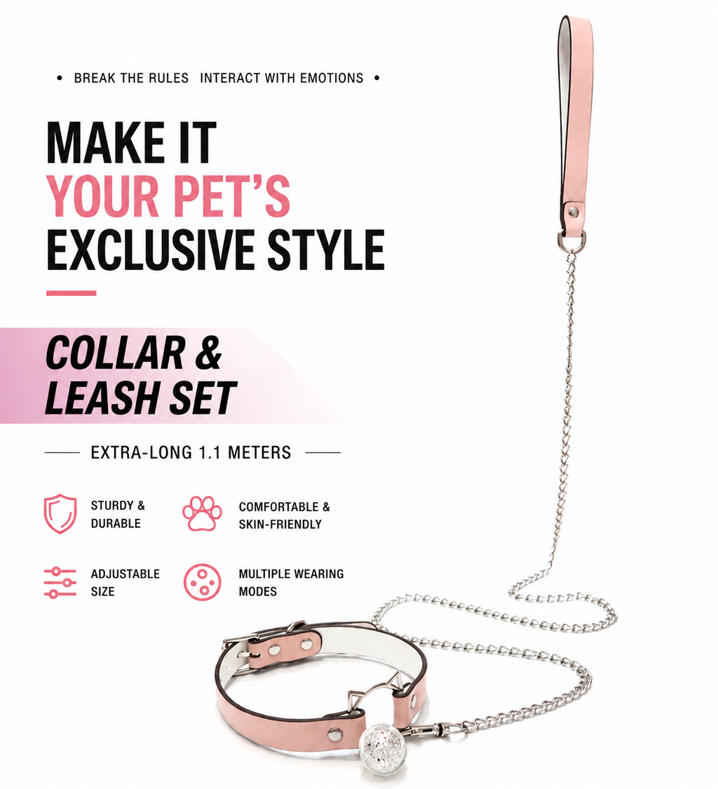 SHUYU Bell Collar & Chain Leash Set