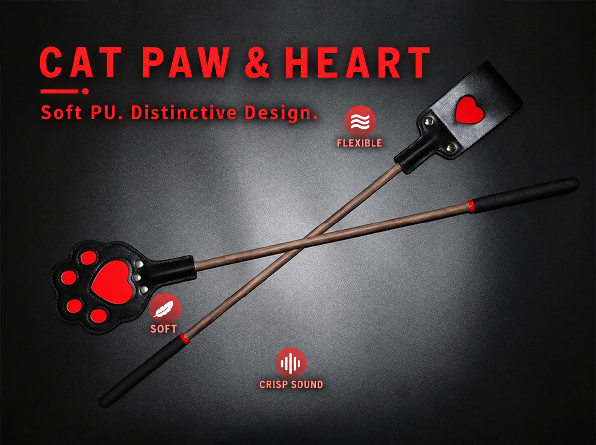 SHUYU Walnut Wood Paddles — Cat Paw & Heart — product view 0591