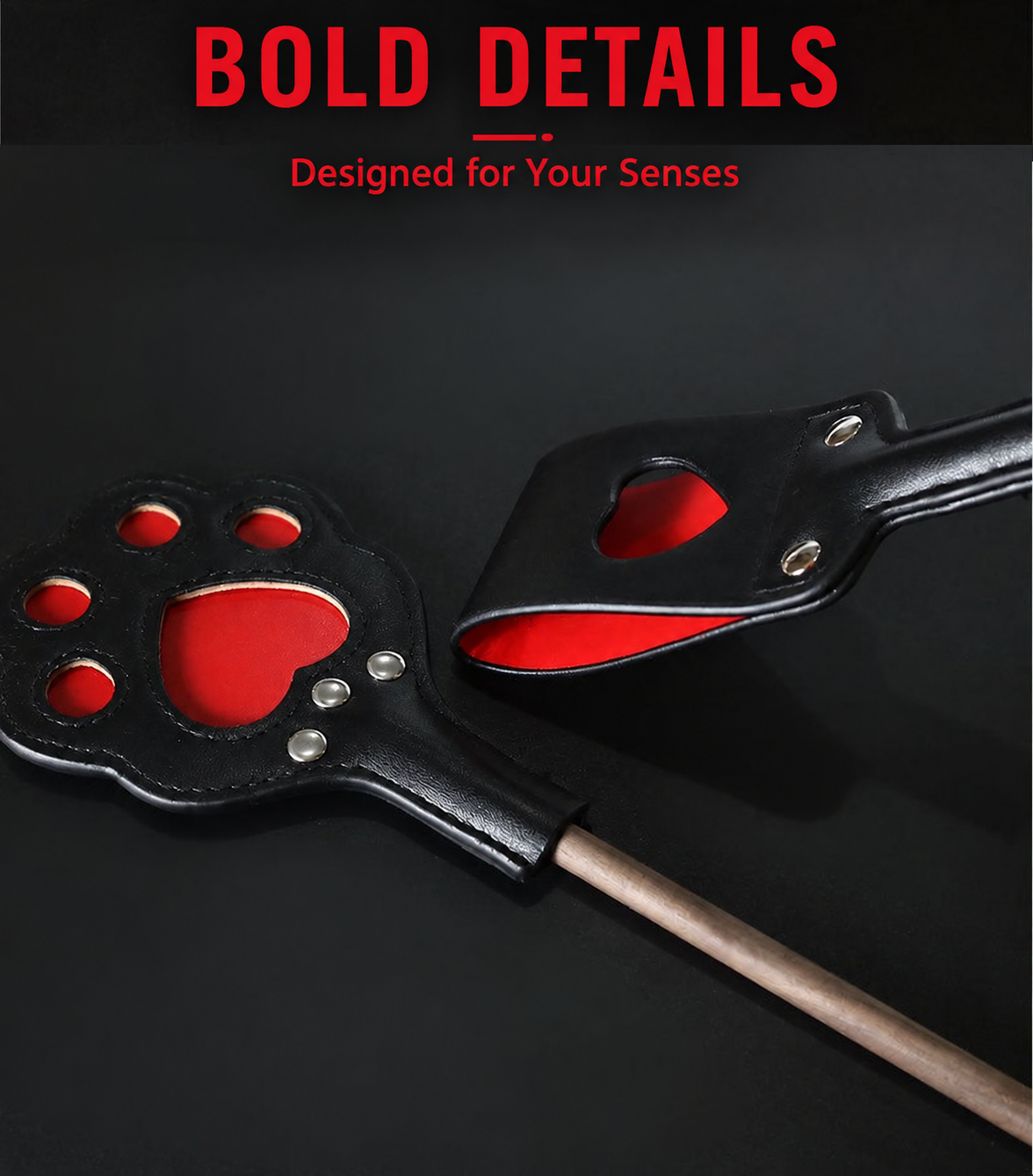 SHUYU Walnut Wood Paddles — Cat Paw & Heart — product view 0592