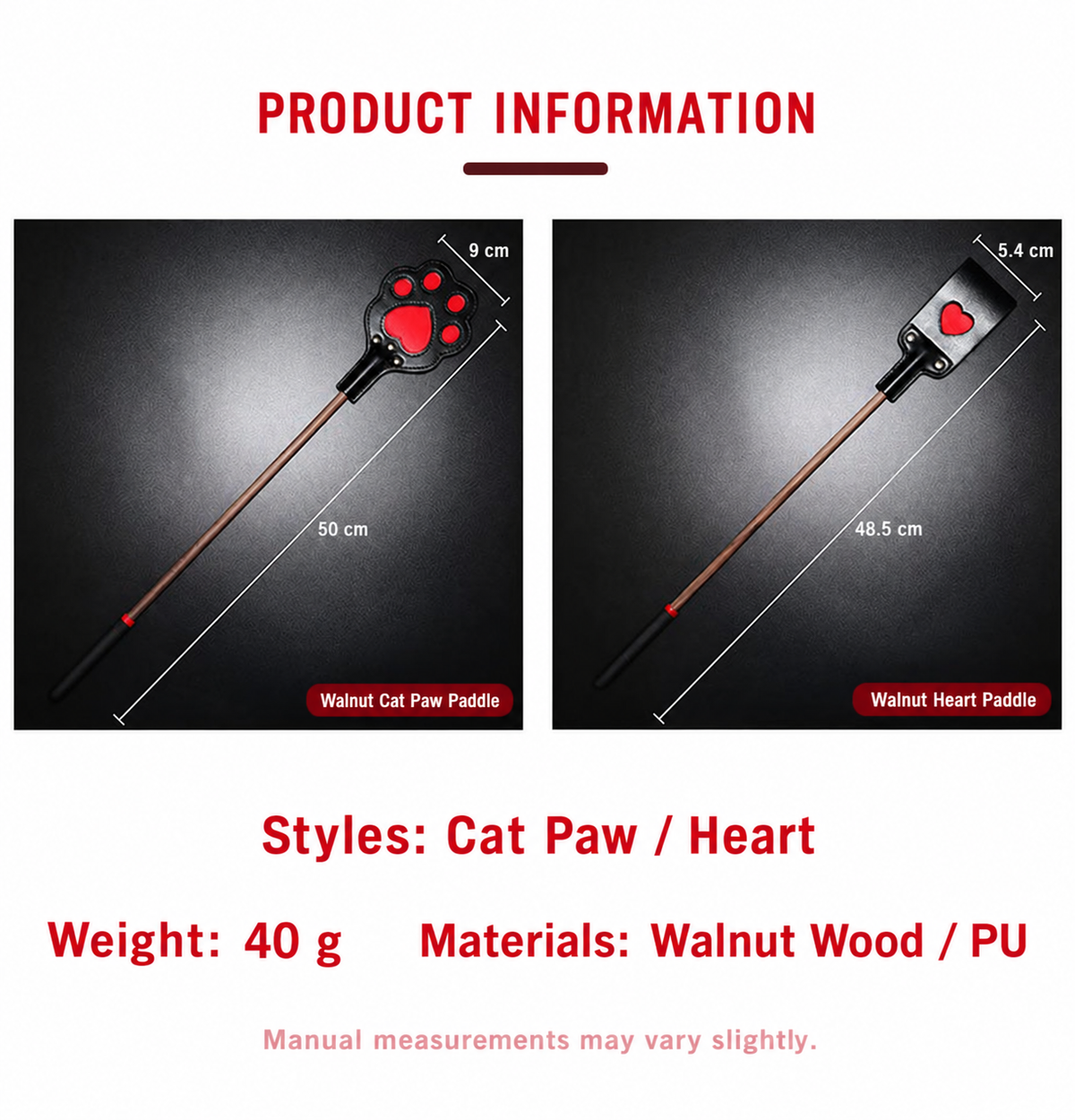 SHUYU Walnut Wood Paddles — Cat Paw & Heart — product view 0595