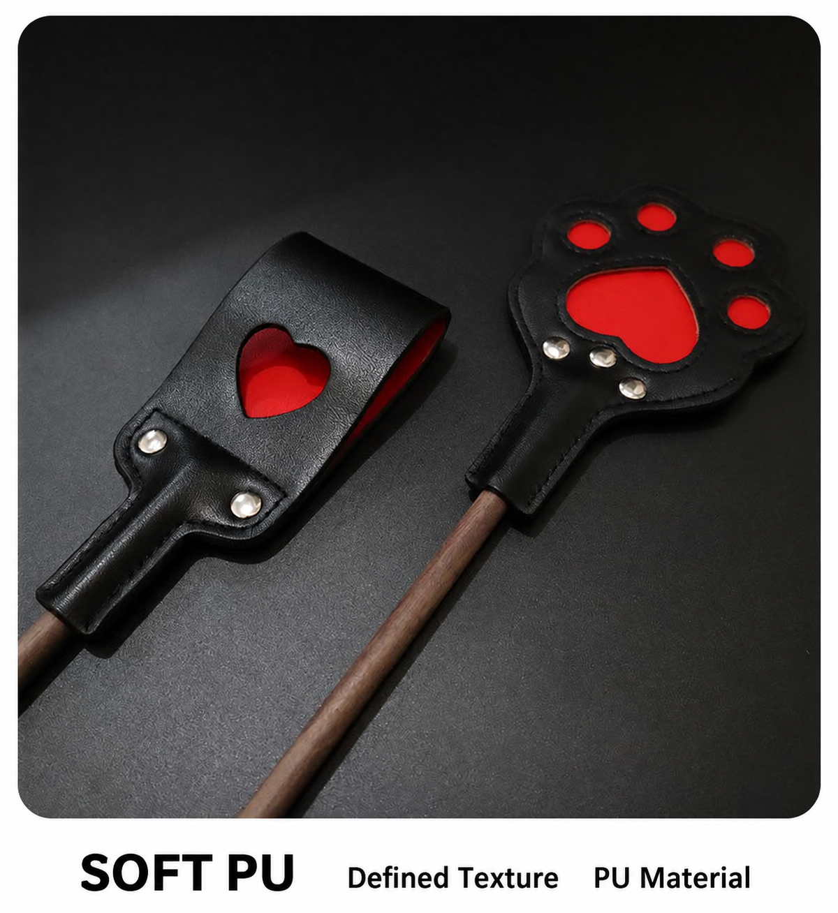 SHUYU Walnut Wood Paddles — Cat Paw & Heart — product view 0597